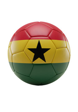 Soccer Ball Featuring Ghana Flag Isolated on Transparent Background