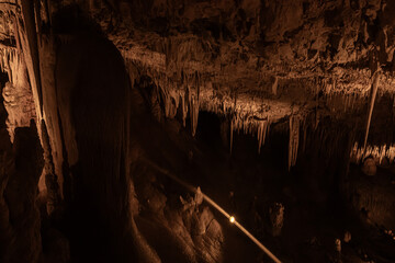 Extraordinary  natural beauty of Sorek stalactites cave in Judean Mountains near Beit Shemesh in...