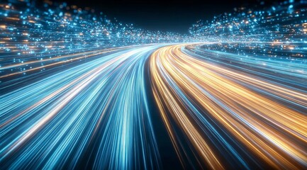 Dynamic Light Trails in a Futuristic Setting