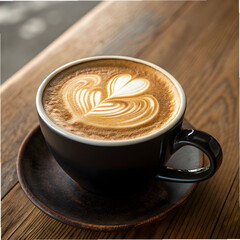 cup of cappuccino with heart shaped latte art