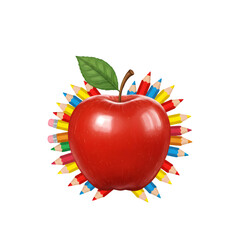 Vibrant Apple & Colored Pencils: Back to School Design