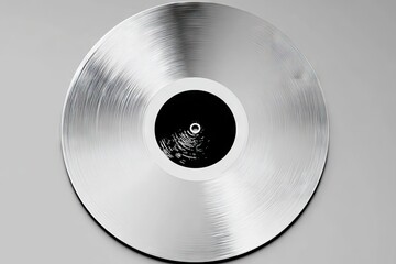 Polished metallic record disc.