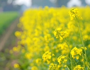 Obraz premium Vibrant yellow flowers in a field