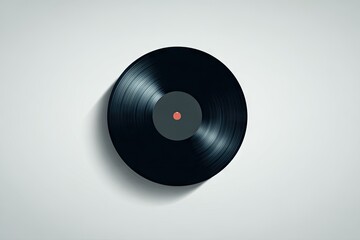 Black vinyl record on a light gray background.