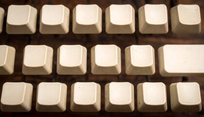 Aged beige keyboard keys on dark wood