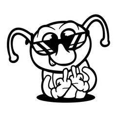 Caterpillar middle finger insult ground hole sunglasses cheeky bad boy