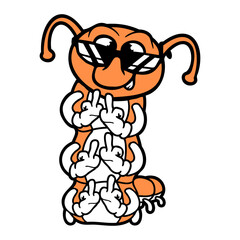 Caterpillar middle finger insult sunglasses cool cheeky bad boy