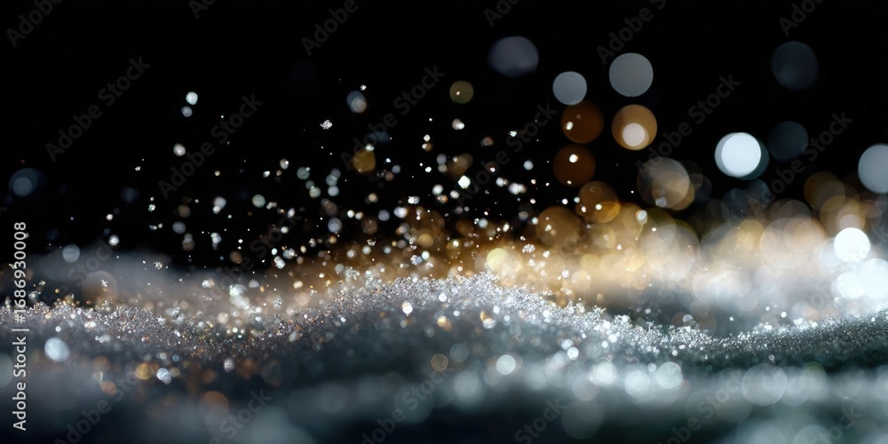 Poster glistening bokeh effect with sparkling particles