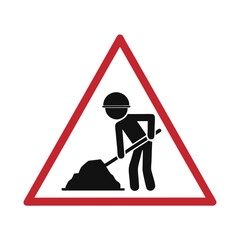 Warning Sign for Road Construction Ahead Pictogram Isolated On White Background