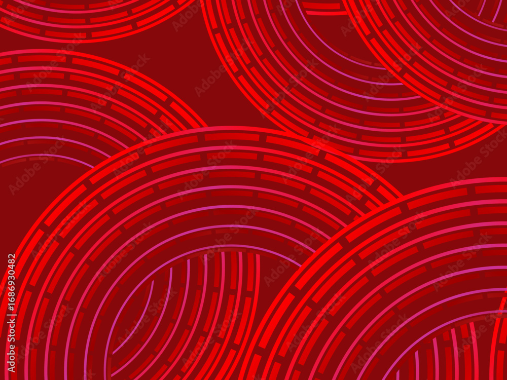 Aufkleber abstract red glowing geometric lines on dark red background. modern shiny red circle lines pattern. 