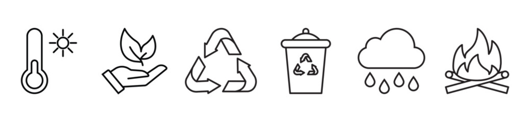 Ethical production line icon set. Vector pictograms of eco, friendly, vegan, plastic free, organic ingredients, recyclable, certified, non toxic, thin linear illustration.