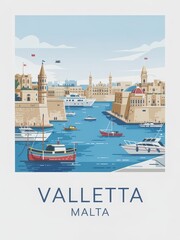 Obraz premium Vintage Travel Poster of Valletta Malta 