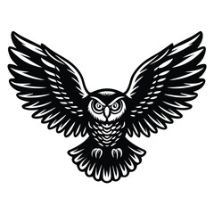 Majestic Owl with Spread Wings Vector Illustration Animal Emblem Design