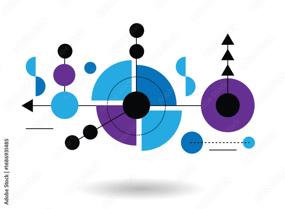 Poster hi tech design elements lines and circles modern abstract illustration colorful. graphic design elem