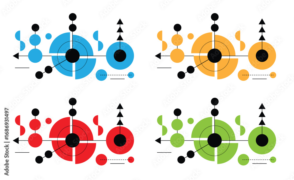 Poster hi tech design elements lines and circles modern abstract illustration. graphic design elements and 