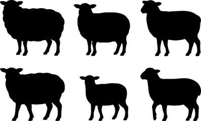 Sheep Silhouette Vector Set &ndash; Farm Animal Clipart Illustrations