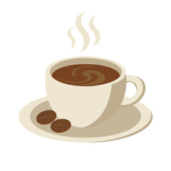 Stylized Coffee Cup with Beans and Steam Illustration