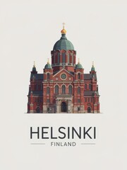 Fototapeta premium Vintage Travel Poster of Helsinki Finland 