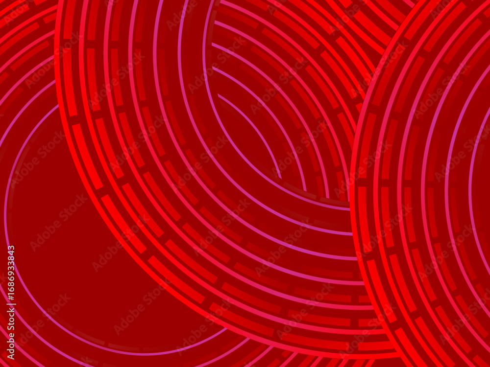 Poster abstract red glowing geometric lines on dark red background. modern shiny red circle lines pattern. 