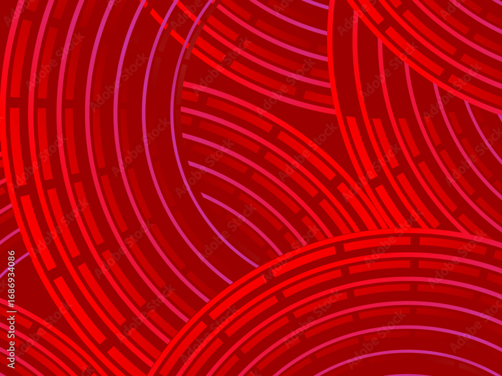Aufkleber abstract red glowing geometric lines on dark red background. modern shiny red circle lines pattern. 