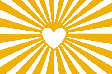 Simple heart design with radiating sunburst background.