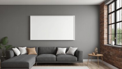 Contemporary kitchen with empty billboard