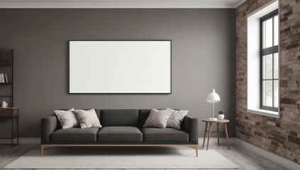 Contemporary kitchen with empty billboard