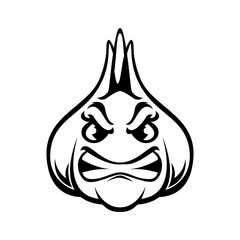 garlic vegetable silhouette cartoon mascot