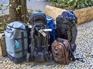 Brazil. Rio de Janeiro, travelers' luggage ready for transport