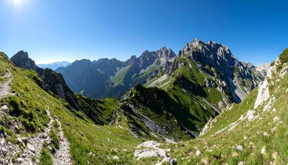 Mountain trail winding through valley