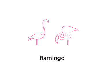 pink flamingo vector illustration, Abstract flamingo bird outline logo with simple design