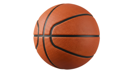Brown, Textured Basketball Isolated on a White Background, Highlighting Its Classic Design and Sport-Ready Surface.


