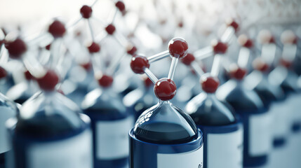 Science Molecules Array: A close-up view showcases a collection of meticulously arranged science molecules with vibrant colors, perfect for illustrating scientific concepts. 