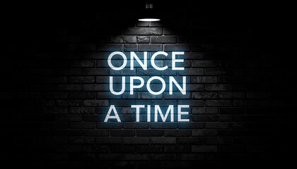 Illuminated phrase on a brick wall