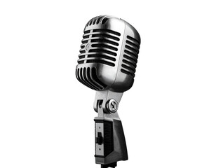 Fototapeta premium vintage-style microphone on a black stand. designed for capturing audio. particularly 