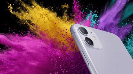 Vibrant Color Explosion with Modern Smartphone
