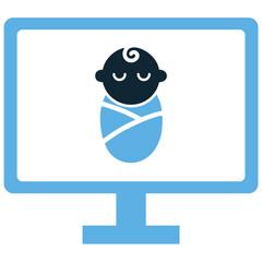 Baby monitoring icon vector for child safety, home security, and parental care. This modern, flat icon is useful for illustrating a connected device for monitoring infants.