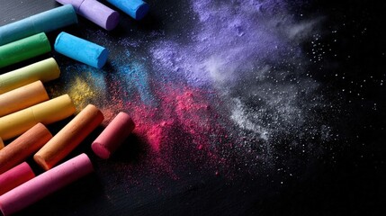Vibrant Colorful Chalks and Powder Explosion