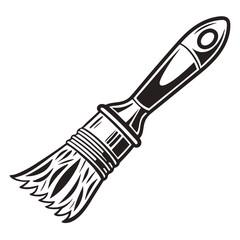 Detailed Silhouette of a Classic Paint Brush Tool for Artistic Painting and Home Improvement Projects and Interior Design