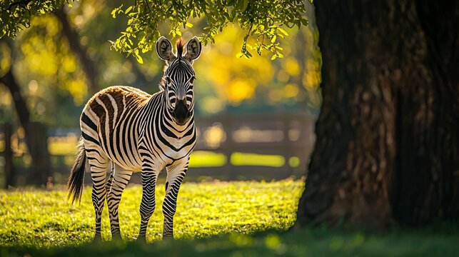 The natural scene of zebras in the sunlight