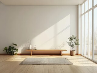 Minimalist Zen Room with Natural Light and Wooden Floor