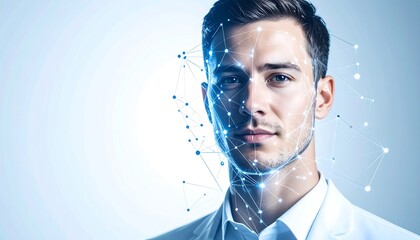 Man's face with digital overlay