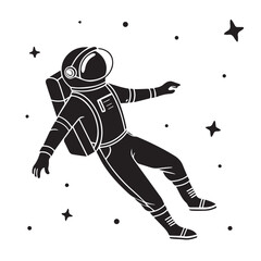 Obraz premium Astronaut floating in space isolated on white background with stars around