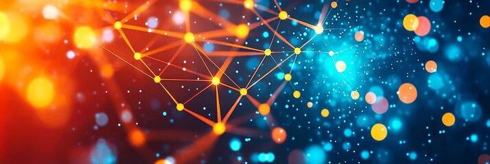 Futuristic Technology Grid with Dynamic Network Connections and Golden Node Clusters for Innovation