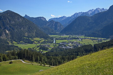 View of Lofer from the Gondola lift "Almbahn", Austria, Europe 

