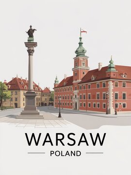 Vintage Travel Poster of Warsaw Poland  
