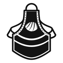Simple Black and White Apron Illustration for Cooking and Protection with Neck Loop and Waist Ties Depicted in a Minimalist Style