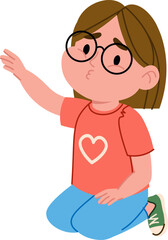 Girl with Glasses Kneeling