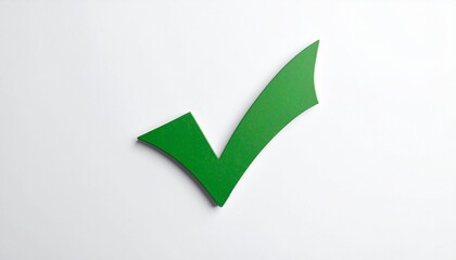 Bold green check mark on white &mdash; symbol of approval, completion, and clarity.