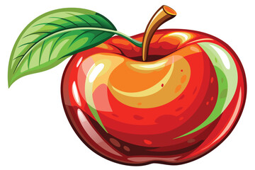 A Vibrant Apple Still Life Capturing Nature's Sweetness with Sliced Fruit and Lush Green Leaves in a Colorful Composition Vector Illustration